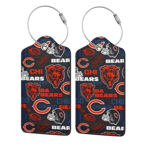 Chicago Customized leather luggage tag with stainless steel ring, bendable and waterproof suitcase, backpack, shoulder bag decorative pendant, American football fan gift