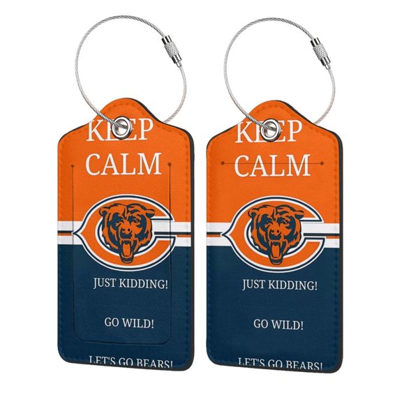 Chicago Customized leather luggage tag with stainless steel ring, bendable and waterproof suitcase, backpack, shoulder bag decorative pendant, American football fan gift