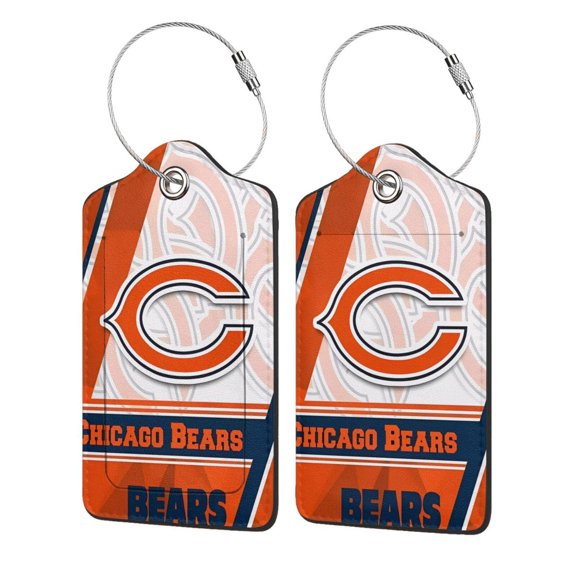 Chicago Customized leather luggage tag with stainless steel ring, bendable and waterproof suitcase, backpack, shoulder bag decorative pendant, American football fan gift