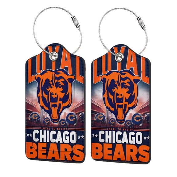 Chicago Customized leather luggage tag with stainless steel ring, bendable and waterproof suitcase, backpack, shoulder bag decorative pendant, American football fan gift