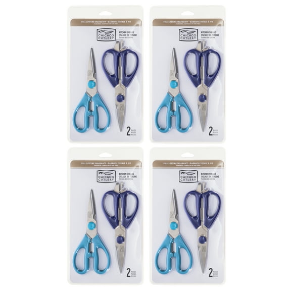 Chicago Cutlery 2 Piece Kitchen Shears in Blueberry and Blue Frost (4-Pack)