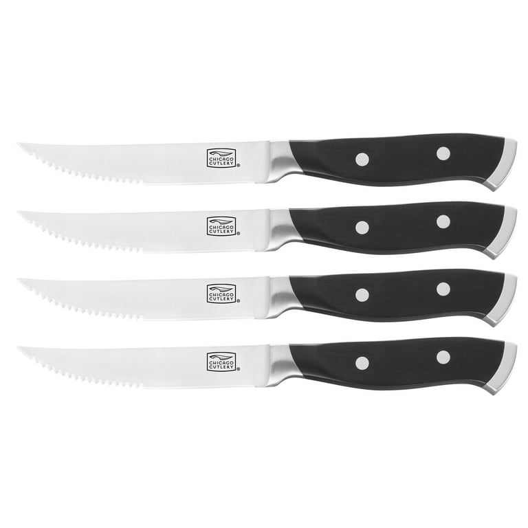 Chicago Cutlery Steak Knife set of 4 black handle 3 rivets 4.5 Blade
