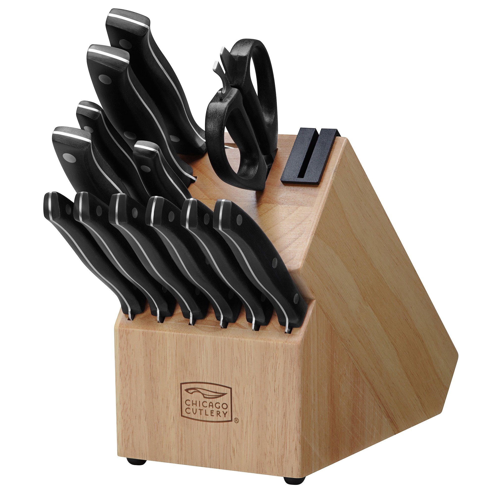 Ellsworth 13-Piece Stainless Steel Knife Set with Natural Wood Block