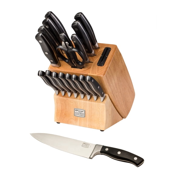 Chicago Cutlery Insignia 18pc Knife Block Set with In-Block Sharpener