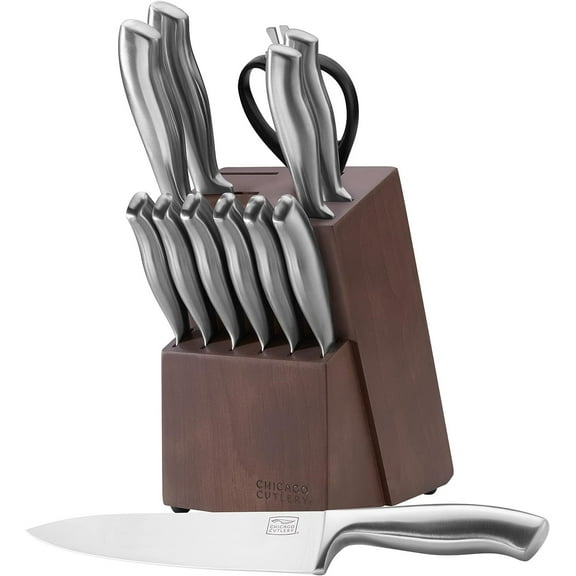 Chicago Cutlery Insignia Steel 13-Piece Kitchen Knife Set with Gray Wood Block