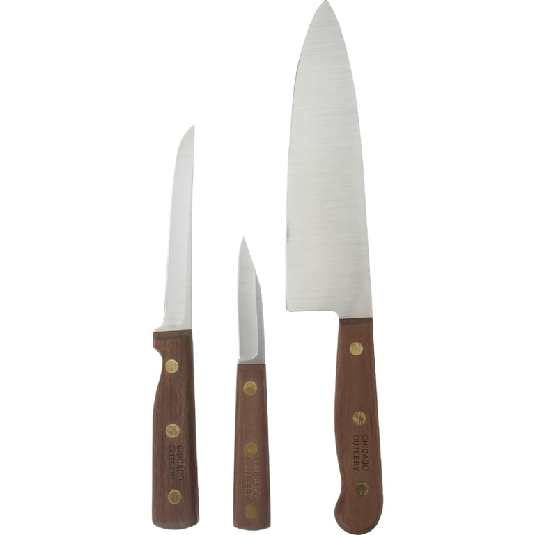 Chicago Cutlery B42 Walnut Tradition 3pc Parer, Utility and Chef