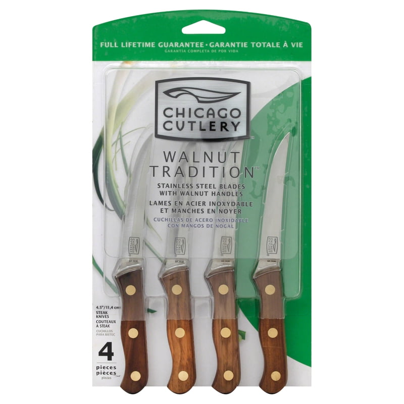 Chicago Cutlery Walnut Tradition 4-Piece Stainless Steel Steak Knife Set