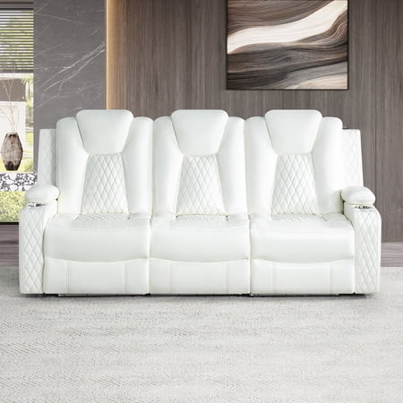 Chicago Deluxe Theater Style Motion Sofa & Chair Set with Adjustable Headrests, Power Recline, LED Lighting, Wireless Charging, USB Ports, Bluetooth Speaker & Storage – The Perfect Home Theater Duo