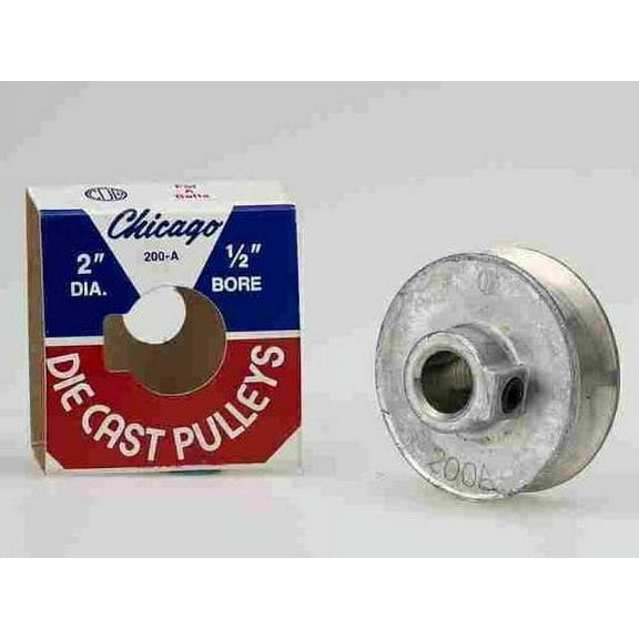 Chicago White Metal Pulley 200A Single V Groove - 2 Inch, 1/2 Inch Bore, Multicolor
