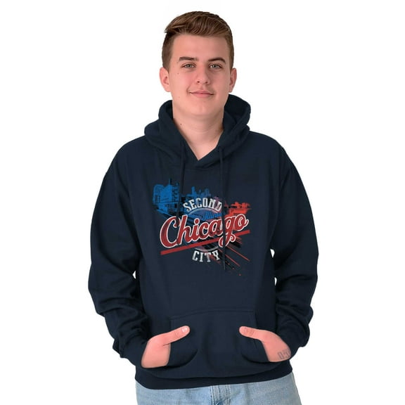 Chicago Distressed Second City Urban Unisex Plus Fleece Graphic Hoodie Brisco Brands 2X