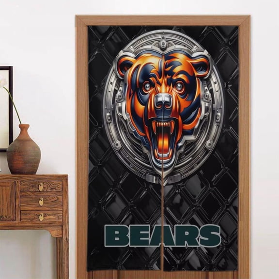 Chicago Door Curtain 34" x 56", Football Team Themed Blackout Door Curtain, Wardrobe Door Curtain, Bedroom Privacy Door Curtain, Living Room Door Curtain Decoration, Fan Team Luxury Home Decor