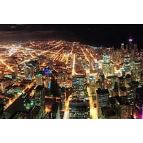 Chicago Downtown Aerial Panorama View at Night with Skyscrapers and City Skyline at Michigan Lakefr, Unframed Photographic Print Wall Art by Songquan Deng Sold by Art.Com