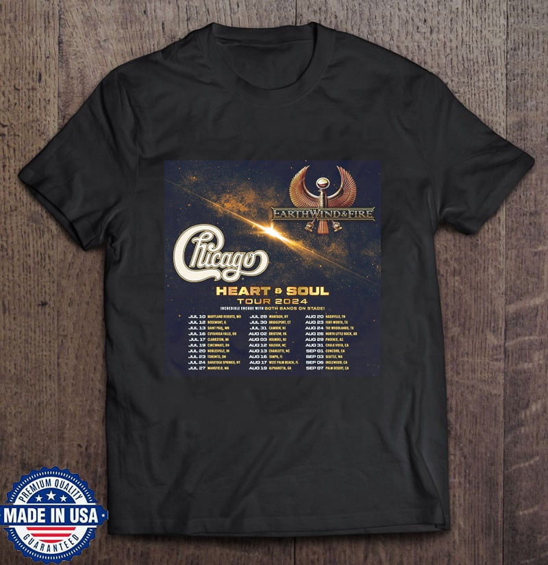 Chicago Earth Wind Fire Heart And Soul Tour 2024 T Shirt Full Size S
