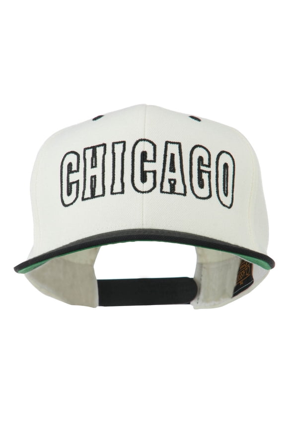 Chicago Embroidered Flat Bill Cap - Natural Black OSFM