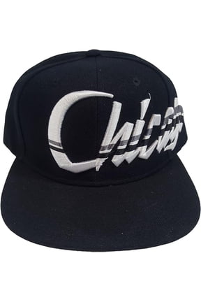 Chicago Embroidery Cursive Style Black Snapback Cap