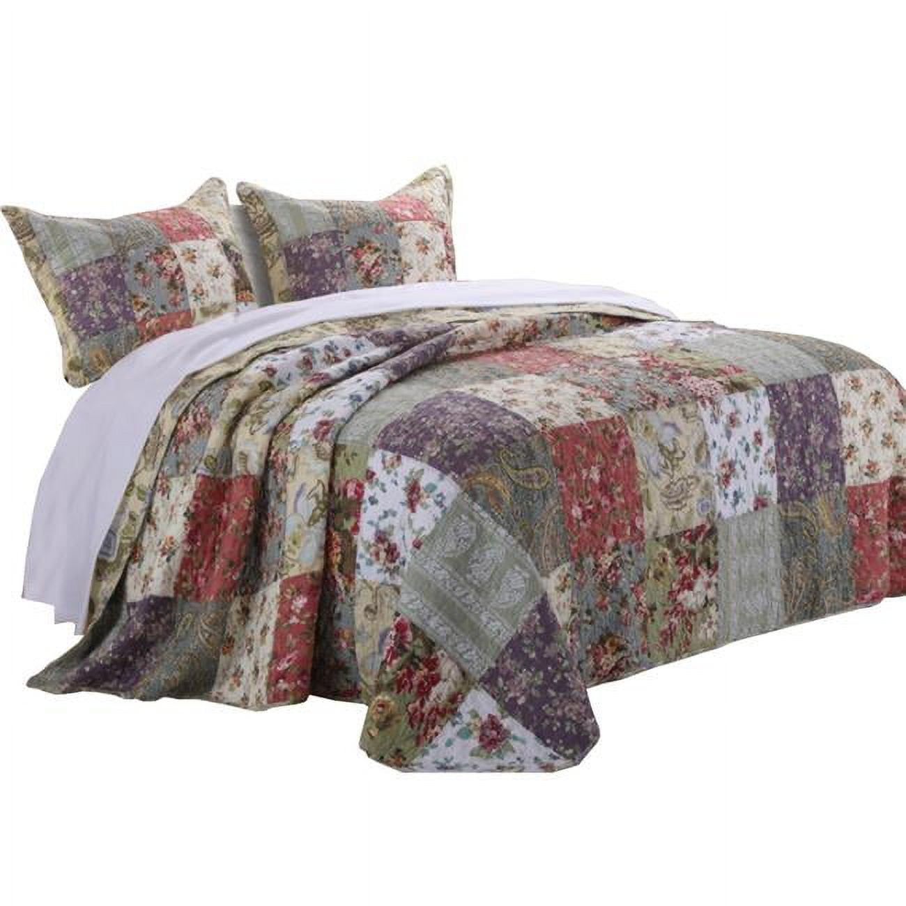Eiger Multicolor Jacobean Print Microfiber Queen Quilt Set