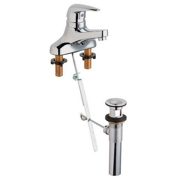 Manual Low Arc Bathroom Faucet, 4" Mount, Polished Chrome 3 Hole