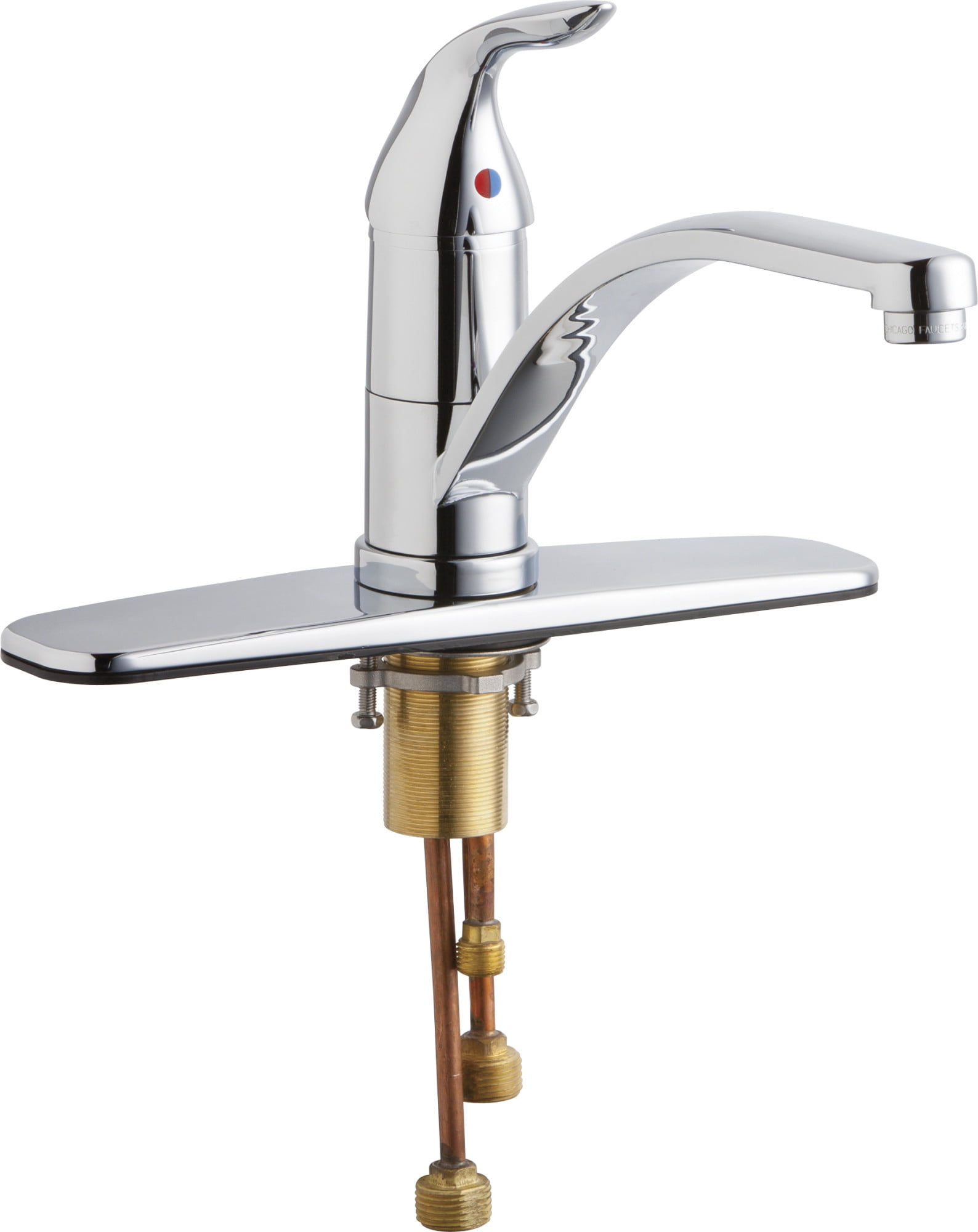 Polished Chrome Single Lever Kitchen Faucet with Brass Spout