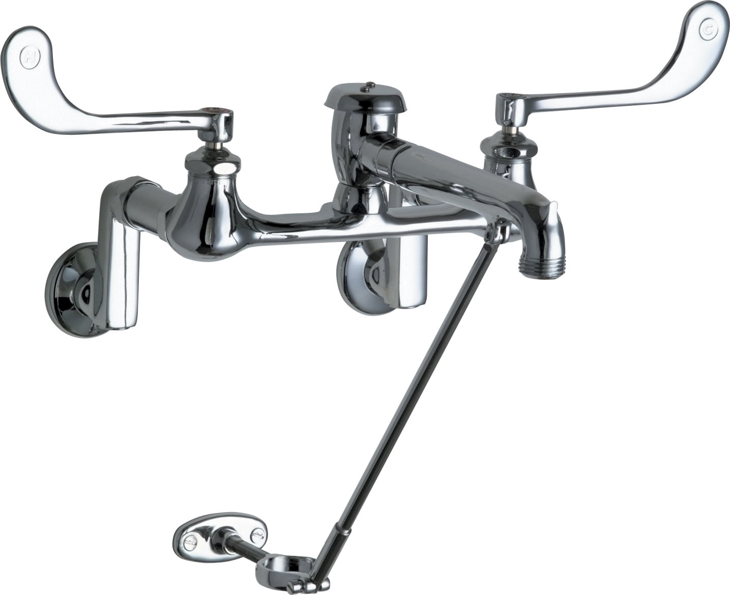 Polished Chrome Dual Handle Wall-Mounted Utility Faucet