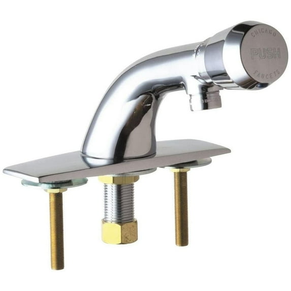 Chicago Faucets 857-E12-665Pshab Ecast Deck Mounted 4" Centers Lavatory Metering Faucet -