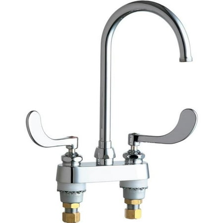 Chicago Faucets 895-317GN2AABCP 2 Handle LFD Wrist Kitchen Faucet - Polished Chrome