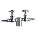 thumbnail image 1 of Chicago Faucets 981-937CHAGV Turret with Two Needle Valves at 180 Degrees, Removable Serrated Hose Nozzle & Metal Cross Handles, 1 of 1