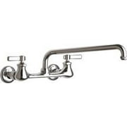 Chicago Faucets Lead-Free Hot And Cold Water Sink Faucet With 8-Inch Fixed Centers And 12-Inch L-Type Swing Spout