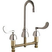 Chicago Faucets Lead-Free Sink Faucet, 3.5-Inch Gooseneck Spout, Wristblade Handles, 8-Inch Centers, 2.2 Gpm Aerator, Chrome