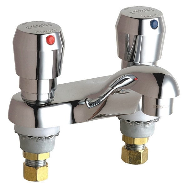 Chrome Double Handle Self-Closing Bathroom Faucet