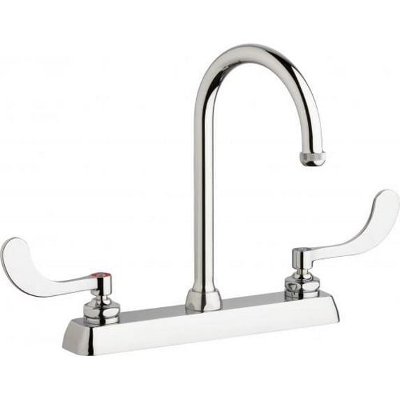 Chicago Faucets W8D Series Deck Mounted Two Handle Goose Neck Faucet with 8 in. Centers in Chrome - W8D-GN2AE1-317ABCP