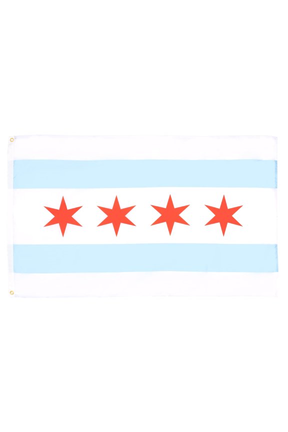 Chicago Flag 2x3 ft Chicago City Banner 100D Polyester 2 Grommets