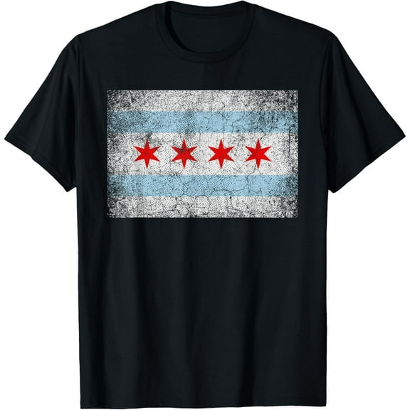 Chicago Flag Distressed Vintage Style Pride Men Women T-Shirt100% cotton
