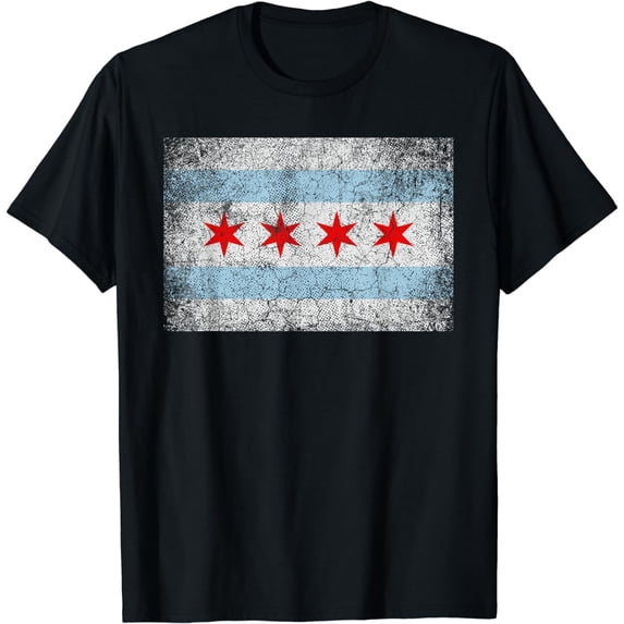 Chicago Flag Distressed Vintage Style Pride Men Women T-Shirt