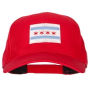 Chicago Flag Embroidered Solid Cotton Pro Style Cap - Red OSFM