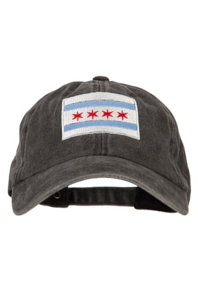 Chicago Flag Embroidered Washed Cotton Twill Cap - Black OSFM