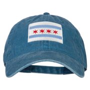 Chicago Flag Embroidered Washed Cotton Twill Cap - Sky Blue OSFM