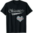 thumbnail image 1 of Chicago Flag Heart Love Vintage Distressed T-Shirt, 1 of 3