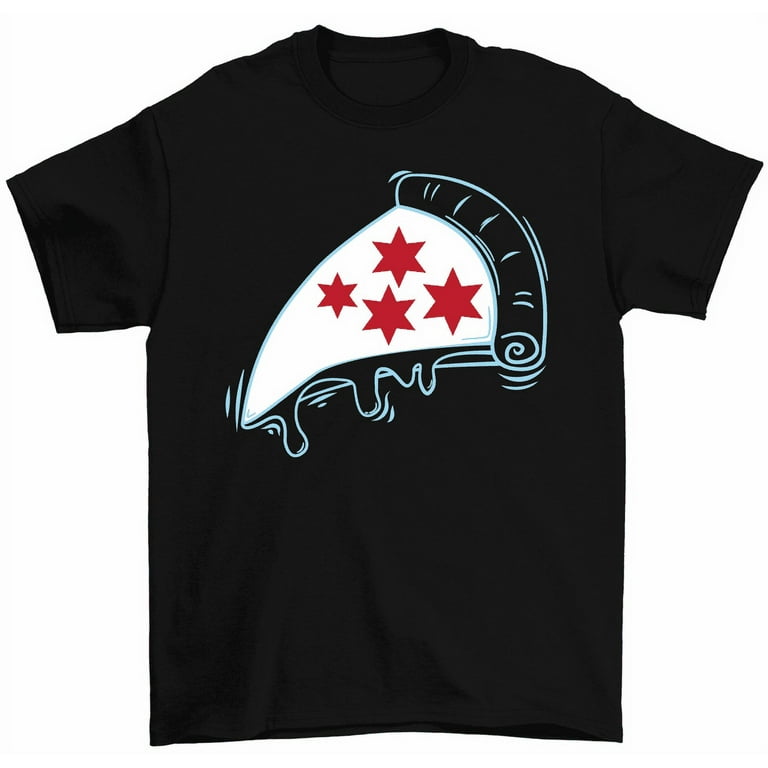 Deep Dish Chicago T-Shirt- The Chicago Flag As Pizza Deep Dish Chicago T-Shirt- The Chicago Flag As Pizza