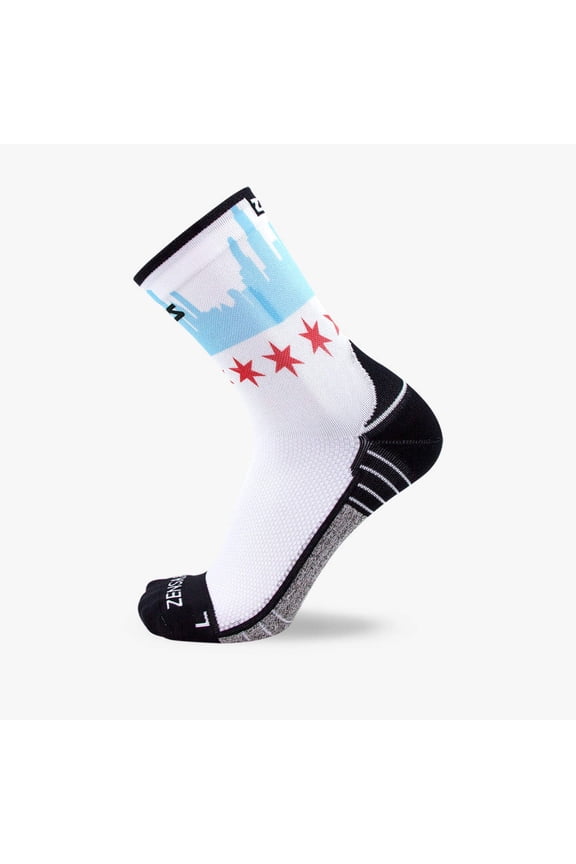Chicago Flag Skyline Socks (Mini-Crew) M / White