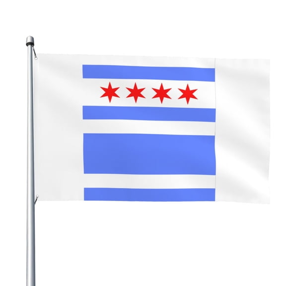 Chicago Flag Style Flag 4x6 Ft Big Flag For Outdoor Indoor Office Workplace Home Garden