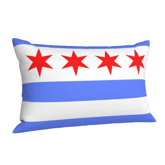 Chicago Flag Style Rectangle Throw Pillow Cover Cushion Case Hidden Zipper Home Decorative Pillowcase Printed 14"x20"