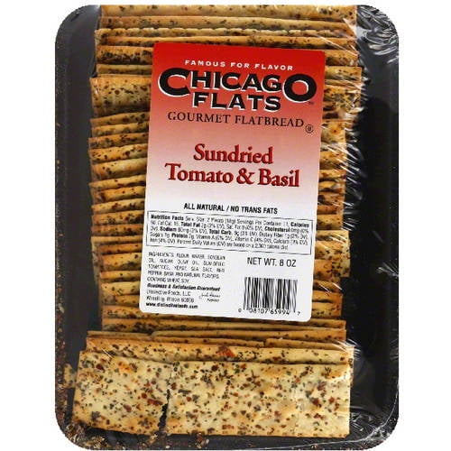 Chicago Flats Sundried Tomato & Basil Gourmet Flatbread, 8 oz, (Pack of