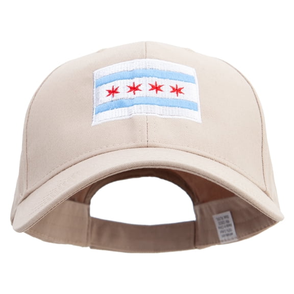 Chicago Flay Embroidered New Big Size High Profile Twill Cap - Khaki XL-3XL