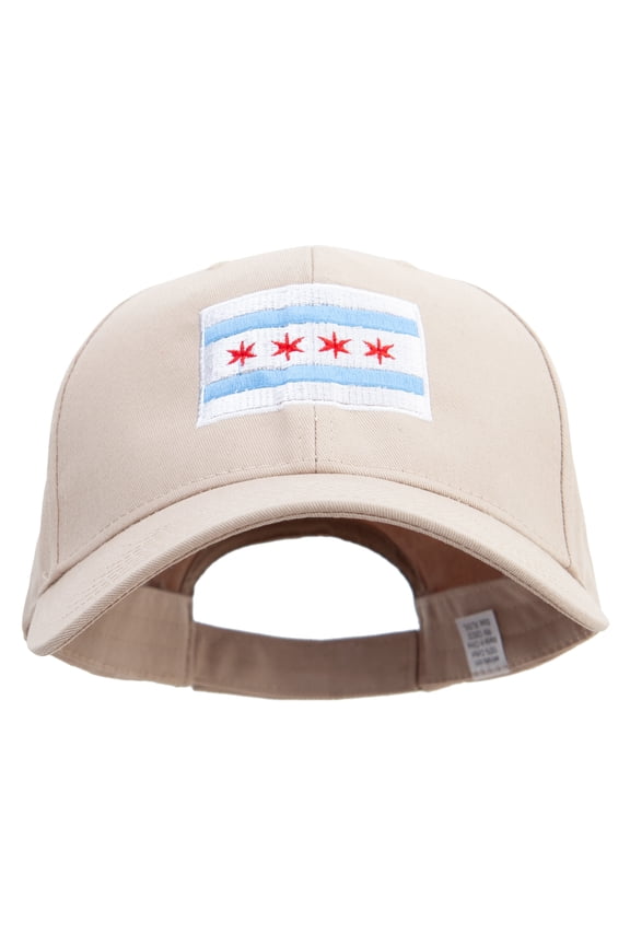 Chicago Flay Embroidered New Big Size High Profile Twill Cap - Khaki XL-3XL