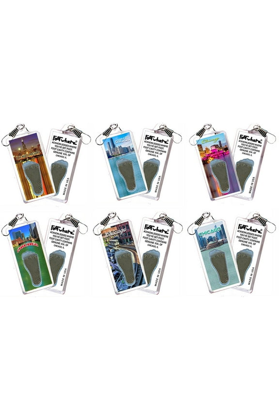 Chicago FootWhere Souvenir Lanyards.(CHI300 - Assorted) 6 Piece Set.