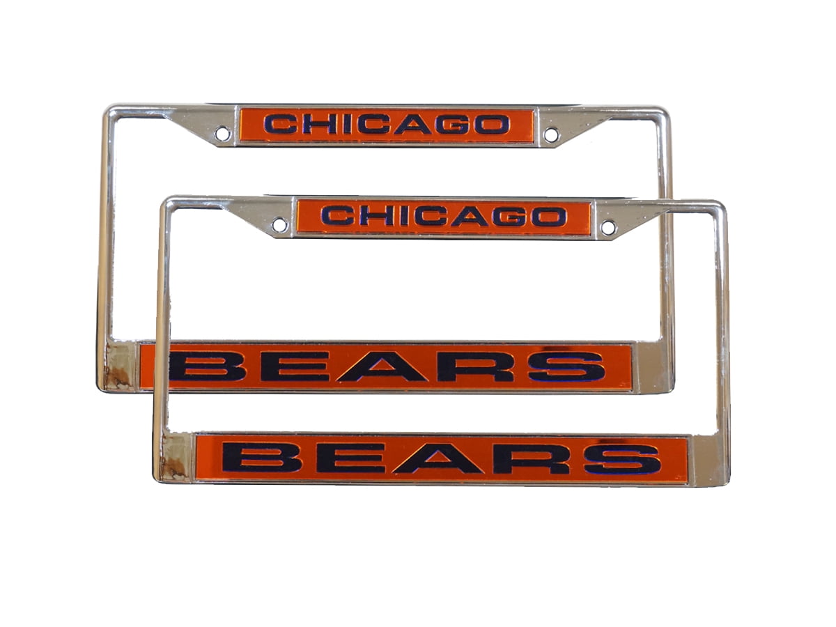 Chicago Football Bears Chrome Metal (Set of 2) Laser Cut License Plate