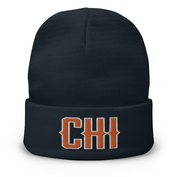 Chicago Football Retro CHI Winter Beanie Cap Hat (Navy)