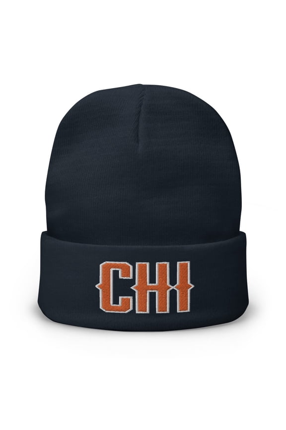 Chicago Football Retro CHI Winter Beanie Cap Hat (Navy)