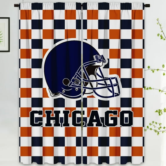 Chicago Football Team Blackout Curtain Panels, 72x84 Inch Room Darkening Curtains, 2 Panels for Bedroom Living Room Window Treatment