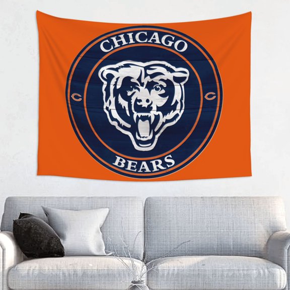 Chicago Football Team Indoor Decorative Wall Tapestry 29x37in, Football Team Theme Wall Hanging Personalized Tapestry, Home Fashion Decor for Living Room, Bedroom, Dorm, Fan Gift Tape019